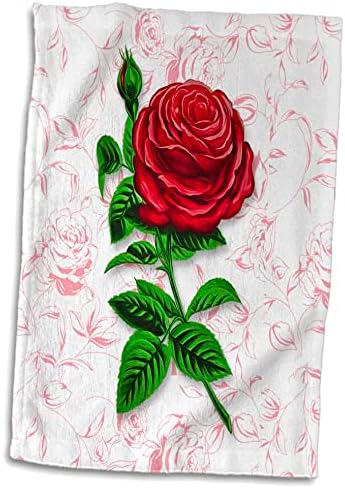 3dRose Gyönyörű Magányos Piros Rózsa, Piros-Fehér Rózsa Háttér - Törölköző (twl-256092-3)