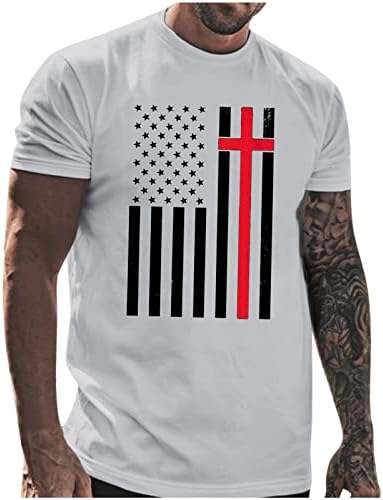 XXVR július 4-én Hazafias T-shirt Mens Rövid Ujjú Retro USA Zászló Nyomtatás Sleeve Tee Maximum Nyári Alkalmi Tshirt