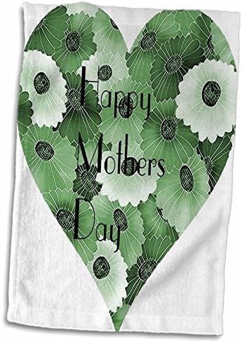 3dRose Kép Zöld Szív Alakú Virágos azt Mondja, Boldog Anyák Napja - Törölköző (twl-234277-1)