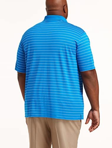 DXL Nagy, Magas Essentials Csíkos Golf Polo Shirt, Aqua/Fehér