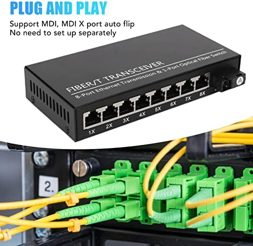 VINGVO Optikai Adó-vevő, Tx1310nm RX1550nm Rost Ethernet Média Konverter Akár 25km-8 Elektromos Port Office (US Plug)