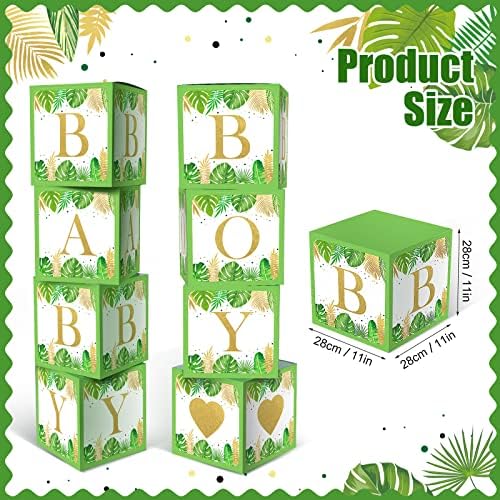 8 Db Safari Baba Zuhany Dekoráció Doboz Sage Green Baby Shower Dobozok Kedvez a Dzsungel Fiú Baba Zuhany Blokk Asztaldíszek