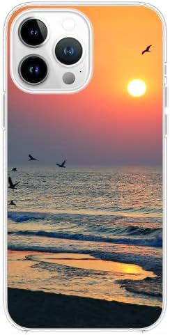 Blingy iPhone 14 Pro Esetben, Szórakoztató Sunset Beach Minta Óceán Táj, Természet Festői Design Puha TPU Védő tok Kompatibilis