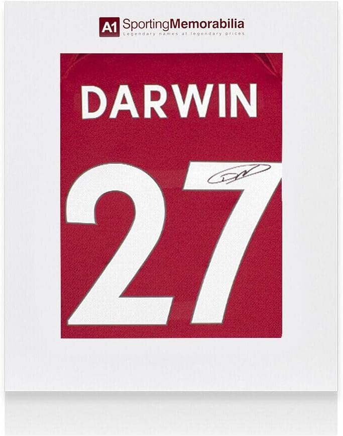 Darwin Nunez Aláírt Liverpool Ing - 2022-23, Otthon, A 27-Es Szám - Díszdobozban - Dedikált Foci Mezek