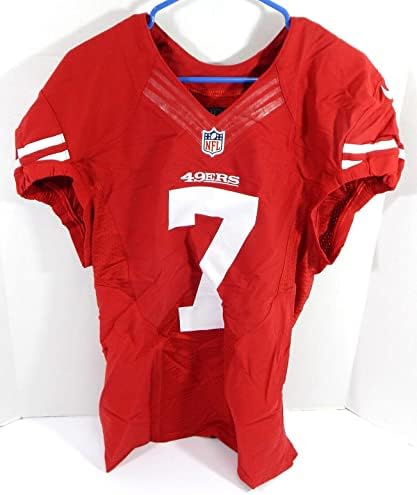 2015 San Francisco 49ers Colin Kaepernick 7 Játék Kiadott Piros Mez 42 DP35605 - Aláíratlan NFL Játék Használt Mezek