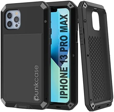Punkcase iPhone 13 Pro Max Fém Esetén|, nagy teherbírású Katonai Páncél Takarja [ütésálló] Kemény Alumínium & TPU Design