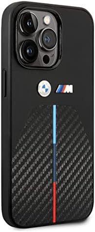 CG MOBIL BMW Telefon tok iPhone 14 Pro Fekete Steppelt Közepén Tricolor, PU Szénszálas Védő & Tartós Esetben az Easy