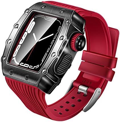 CNHKAU Módosítás Készlet Apple Nézni Lökhárító Ügy Gumi Sorozat SE 7 6 5 4 Mod Készlet Készlet Watchband 45mm 44mm 40mm,