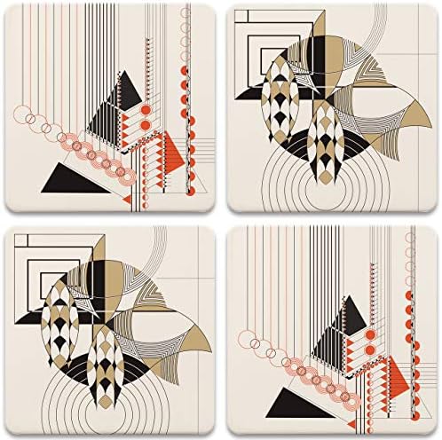 CoasterStone Frank Lloyd Wright-Geometriai Díszítés Nedvszívó Négy Italt, Alátétek, 4.25