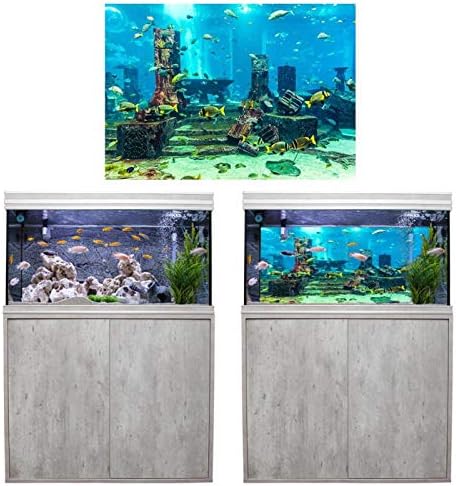 Akvárium Poszter, Víz alatti Város Romjai, Háttérben Matrica Sűrűsödik PVC Ragasztó Hátteret akvárium Dekorációs Papír(122×46cm)