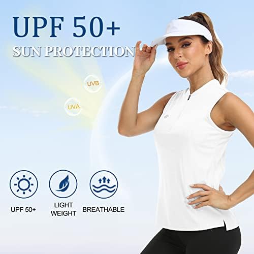 Női Ujjatlan Tenisz Póló Golf Pólók Női Gyors Száraz UPF 50+ fényvédő Sportruházat T-shirt Cipzár