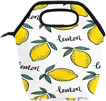 GUEROTKR Ebéd Bag Nők,uzsonnás Doboz, Férfi,Női uzsonnás Doboz,sárga citrom gyümölcs minta